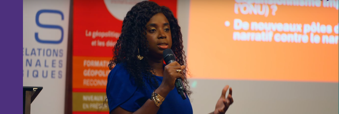 Portrait de Cécile Ondoa Abeng, diplomate et ancienne conseillère d’Emmanuel Macron dans le cadre d’une masterclass exclusive à NEOMA