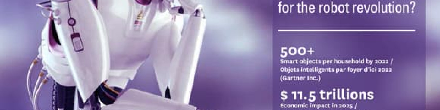 Citation à côté d'un robot s'interrogeant sur "L’humanité est-elle prête pour la révolution robotique ?"
